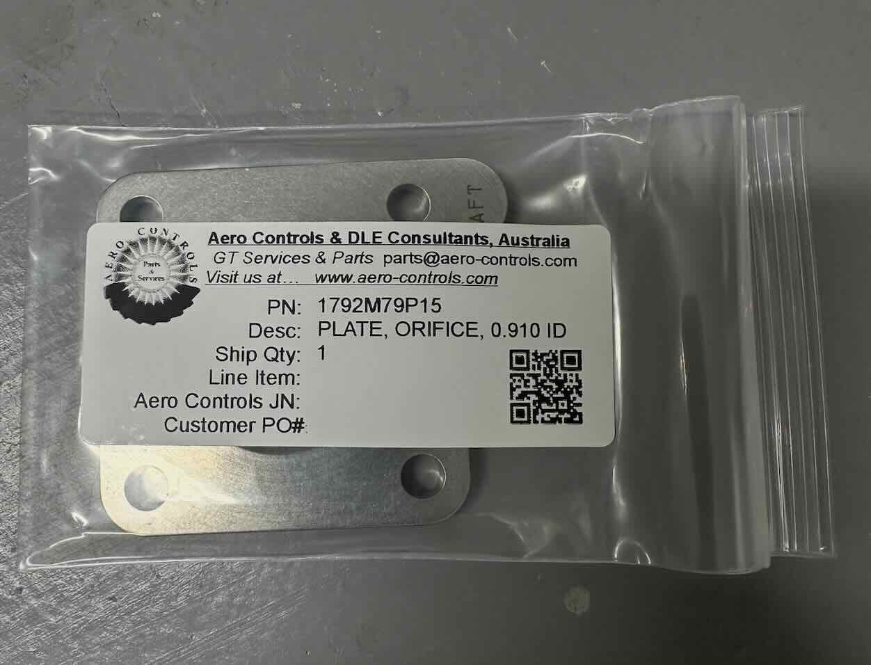1792M79P15 PLATE, ORIFICE, 0.910 ID